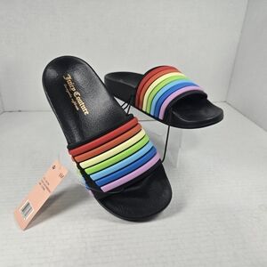 Juicy Couture Women's Wynnie Rainbow Slide Sandals Pool Flip Flops Size 6
